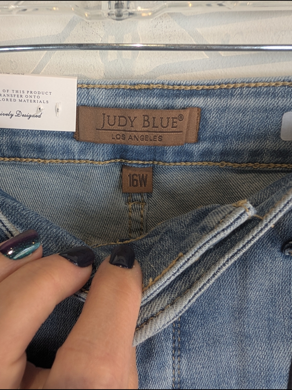 Judy Blue Light Blue Distressed Wide-Leg Jeans, Size 16W - Picture 3 of 6